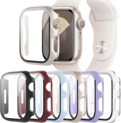 6-Pack Case Compatible with Apple Watch Series 11 10 42mm with Tempered Glass Screen Protector QCKANLJ Ultra-Thin Hard PC Protective Face Cover Bumper for iWatch 11/10 42 mm