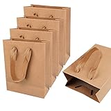 Paper Gift Bags with Handles, 15 Pcs Party Paper Bags 17x13x6.1cm Kraft Small Gift Bags multipack Retail Lunch Bags fillers for Kids Party Wedding Birthday Favor Celebrations Baby Shower, Brown