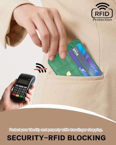 Personalized Initial letters Credit Card Holder Green Wallet for Men, Custom Gold Silver Name Slim Minimalist Wallets for Women, PU Leather Ultra Business Bank Protector Wallet for Boy Friend3