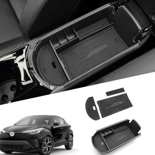 Gah for Toyota 2022 CHR Accessories C-HR Center Console Organizer for Toyota CH-R 2018 2019 2020 2021 2022 2023 Insert Armrest Storage Box C-HR 2023 Accessories 2022 CHR Armrest Tray (BLACK)