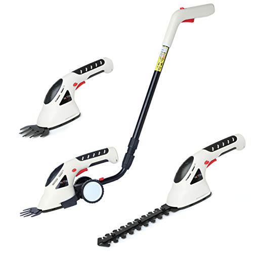 NETTA 7,2 V Akku-Grasschere mit Teleskopgriff & Laufräder, Heckentrimmer, Strauchschere, Rasenkantenschere - inkl. Akku und Ladegerät
