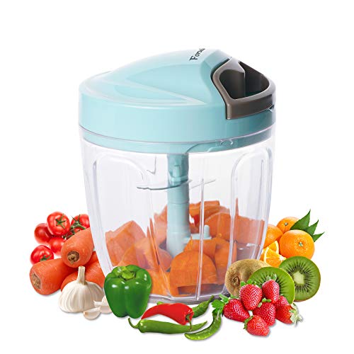 Foruisin Manual Pull Rope Food Vegetable Chopper, Hand Cutter Food Grinder, Multifunctional Minced Masher, Ideal for Vegetable, Grinder, Pepper, Meat, Onions, Carrot, Coleslaw