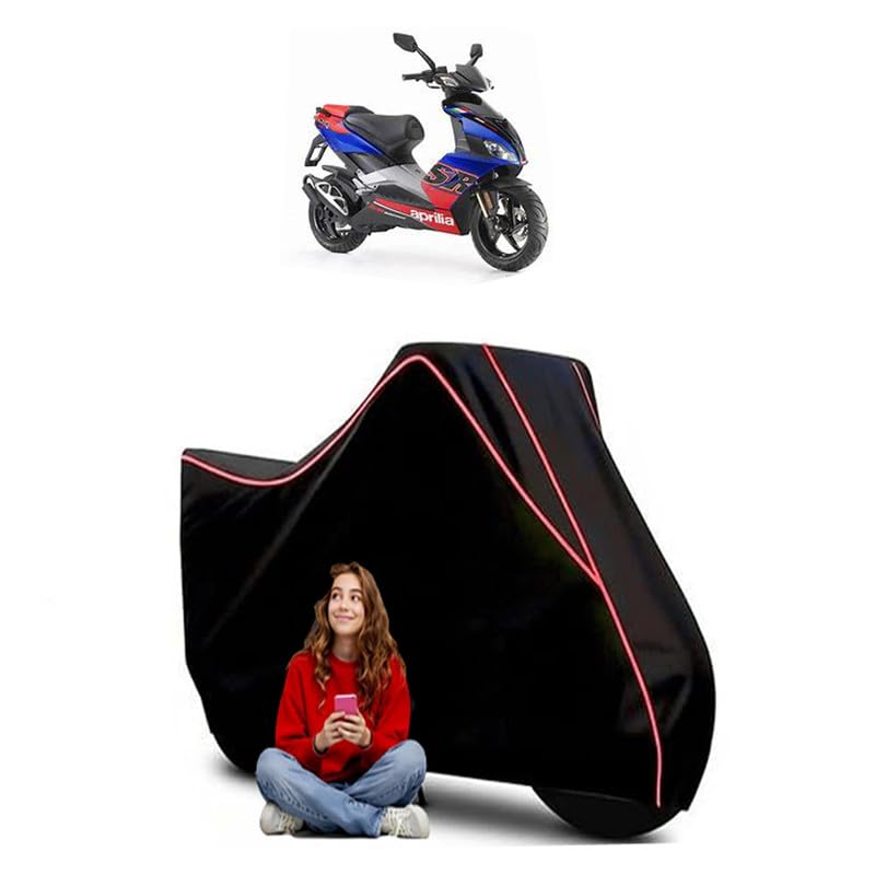 Image of SR 125 Scooty Bike Cover Water Resistant Outdoor Use Universal Fit Scooters Motorcycles Heavy Duty UV Protection Dust Rain Scratch Resistant Elastic Bottom Black Blue Piping