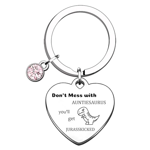 YpbbyKit Funny Aunt Keyring Gifts for Aunt Don't Mess With Auntiesaurus You'll Get Jurasskicked Keyring Auntie Presents for Mothers Day Birthday Christmas