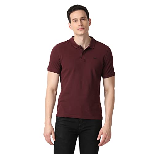 Image of Lee Men's Solid Red T-Shirt (Slim)
