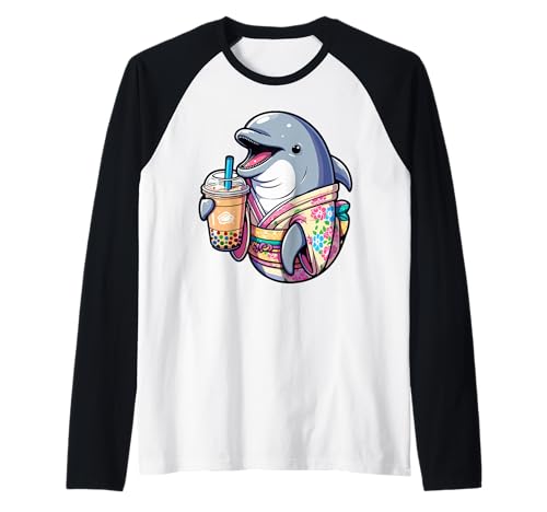 Delphin Bubble Boba Tea Anime Cute Kawaii Raglan