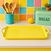 Reston Lloyd Calypso Basics Melamine Serving Ottoman Tray with Handles, Rectangular, Lemon, Lightweight, Durable, Multi-Purpose Use, Indoor, Outdoor, Camping, Server, Lemon, Yellow