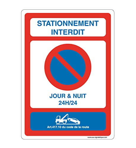 Panneau signalisation stationnement interdit vinyl adhésif 35x49 cm - 2