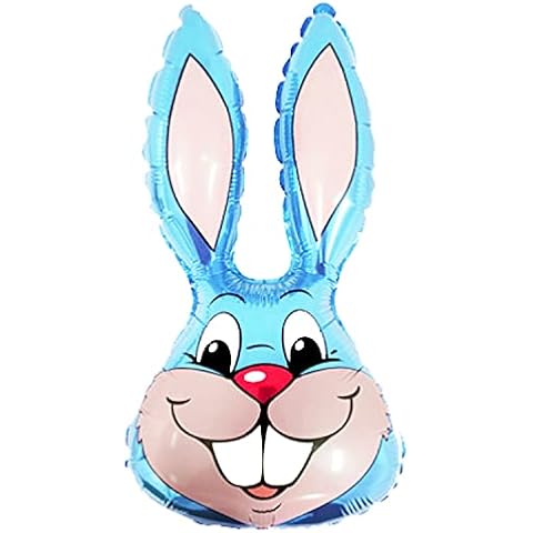 Oxford Novelties Small Metallic BABY BLUE Easter Bunny Head 40cm 15' Foil Kids AIR ONLY Balloon Cover