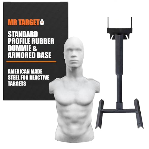Mr Target® Standard Profile Rubber Dummie™ & Armored Base - Self Healing Target for Shooting Range - Reactive Training Dummy for Precision Practice - for Long Lasting Outdoor & Indoor - Made in USA
