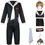 WJZAHB Anime Card Captor Cosplay Costume Black JK Sailor Uniform Set Li Syaoran Cosplay Halloween Party (Costumes + wig, XXXL)