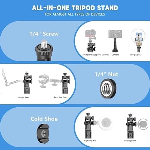 Image of LikeStar 1.7M Extendable Selfie Stick Tripod with Fill Light, Wireless Remote & Phone Holder - USB Rechargeable, Foldable & Compatible with iPhone & Android for Travel, Vlogging, and Live Streaming