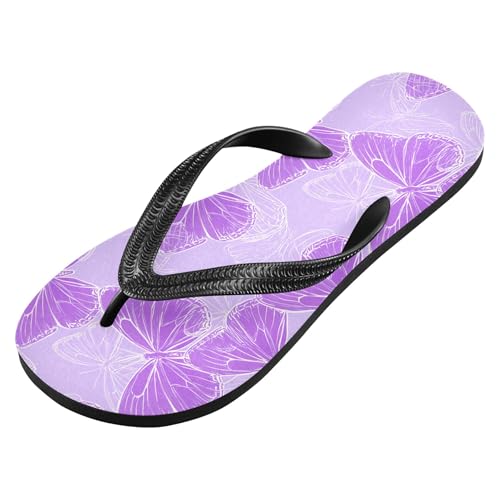 Burbuja Purple Butterflies Flip Flops for Women Men, Soft Thong Sandals Rubber Slippers for Pool Beach Essentials2