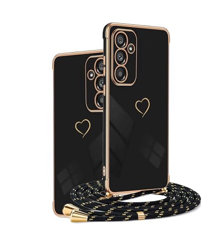 HomiTunky Amor Funda de movil con Cuerda para Colgar OPPO A78 5G,Carcasa TPU Suave Silicona Case con Correa Colgante Ajustable Cuerda Correa de Cuello Cadena Cordón
