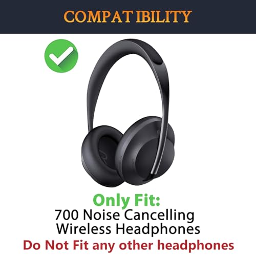 Image of SOULWIT Lambskin Replacement Earpads for Bose 700 (NC700) Wireless Headphones, Ear Pads Cushions with Softer Leather, High-Density Noise Cancelling Foam, Added Thickness - Black