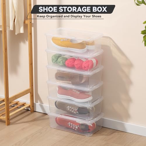 novelinks 6 Quart Clear Plastic Storage Bins with Transparent Lids Stackable Box Craft Storage Organizing Container Sensory Bin,8 Pack - Thumbnail 3