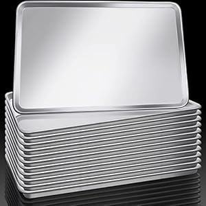 Tessco 12 Pcs 24″ x 16″ Commercial Grade Aluminum Cookie Sheet Baking Tray Pan for Baking Non Toxic Sheet Tray Oven Tray Sheet Pan for Bakeware Roasting Cooking Oven Safe, Easy to Clean