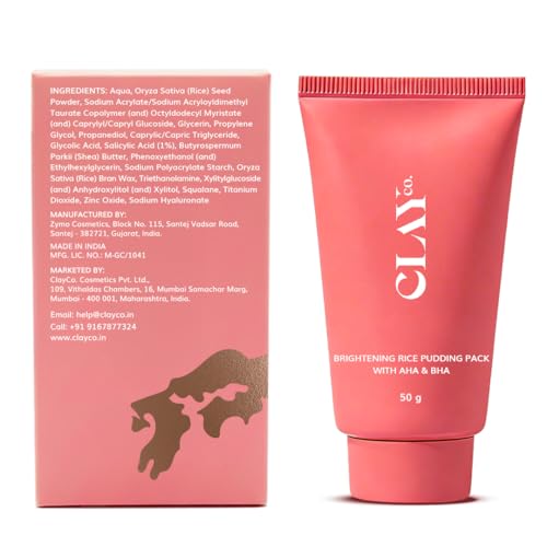 Image of Clayco Detan Rice Face Pack with AHA & BHA | Brightening D-Tan Face Pack with Salicylic Acid for Tan Removal, Acne & Oily Skin | Exfoliating Rice & Clay Face Mask for Clear, Smooth & Glowing Skin | 50g