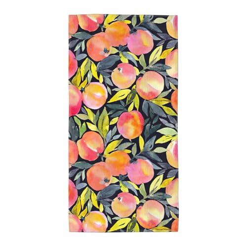 JEJEA Serviettes de bain colorées à imprimé pêche, plus légères, plus rapides à sécher, super douces et absorbantes, parfaites pour la salle de bain