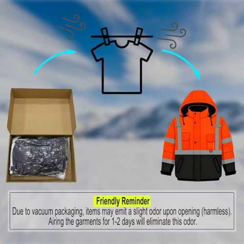 FATONE Hi Vis Jackets for Men Reflective Safety Bomber Jacket Cold Weather, Construction Winter Coat for Work - Image 5