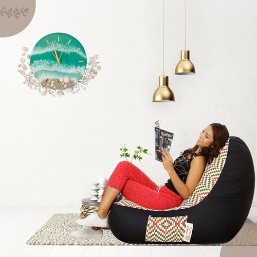 Image of Style Homez Urban Design Denim Canvas Ikat Printed Bean Bag XXL Size Filled with Beans Fillers