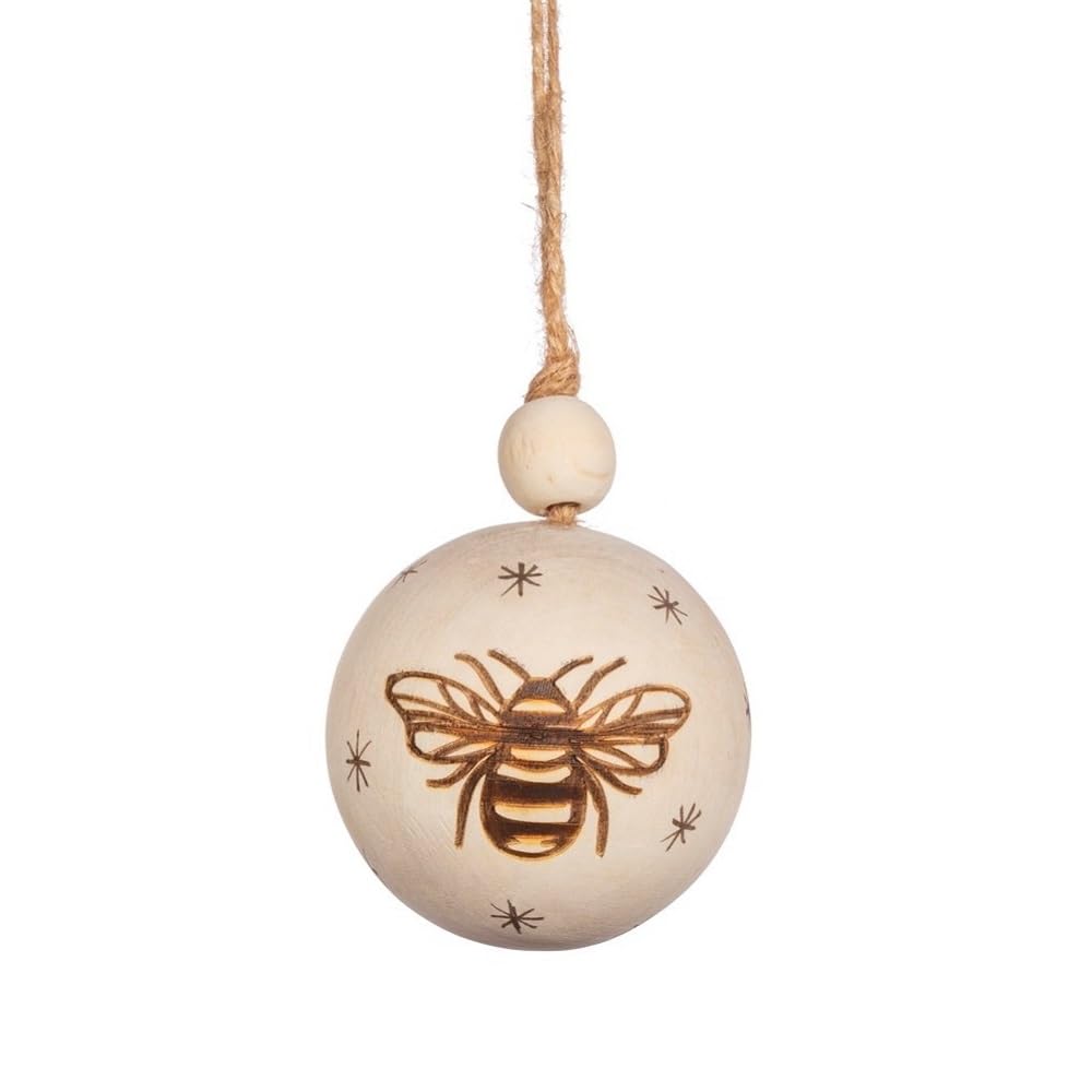 Sass & Belle Cream Wooden Large Busy Bee Bauble