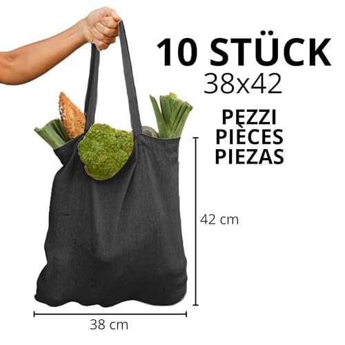 URBAN 5884 Cotton Bag 38 x 42 cm, Pack of Blank Bags, Long Straps, Durable Fabric Bags - Image 2