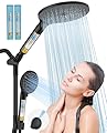Dual Filtered Handheld Shower Heads Combo, HOPOPRO 15-Mode High Pressure Rainfall Showerheads Combo Set with Filter, for Hard Water, Removes Chlorine, Improves Skin Hair Condition, Matte Black