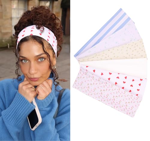 Leeven Womens Headbands for Short Hair Non Slip Elastic Floral Hairbands Soft Fabric Stripe Head Bands for s Heart Headbands