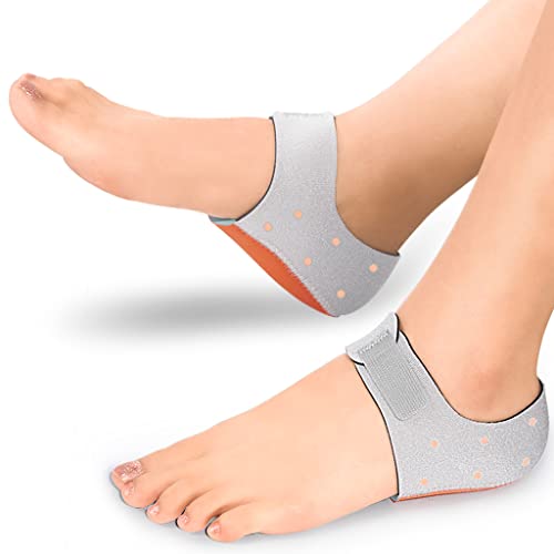 Plantar Fasciitis Heel Cups for Heel Pain ã€PORON - Made in USAã€‘ Heel Sleeves for Heel Pain Relief, Heel Spurs, Sore, Bruising Heel Protectors (Gray, W 11.5-15 / M 9-13)