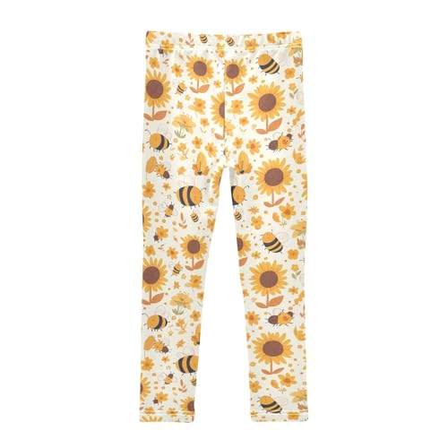 KLL Cute Bee Sunflower Girls Cotton Pants Stretch Full Length Athleisure Pants Gym2