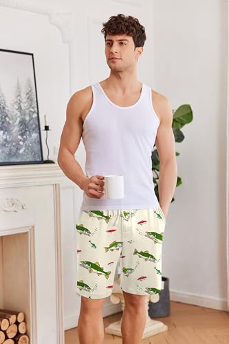 Image of Ekouaer Men's Pajama Shorts Soft Sleepwear Bottoms Elastic Waistband Loungewear Breathable Men Shorts with Pockets