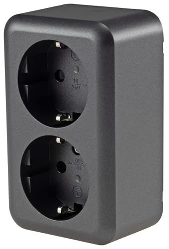 Base de enchufe de superficie Base doble de 2 vías serie Fasko antracita