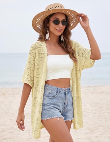 Image of GRACE KARIN Women Lightweight Summer Cardigan Crochet Knit Kimono Sweaters