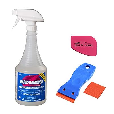 RapidTac Rapid Remover Adhesive Remover Kit with Lil Chizler and Plastic Razor Blade with 5 Extra Blades (32oz. Kit)
