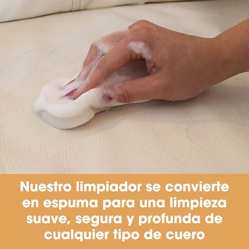 Kit completo de cuidado del cuero Furniture Clinic – Limpiador de cuero y Crema protectora del cuero para sofás y asientos de coche – 500 ml de Ultra Clean,500 ml de acondicionador de cuero y esponjas - imagen 9