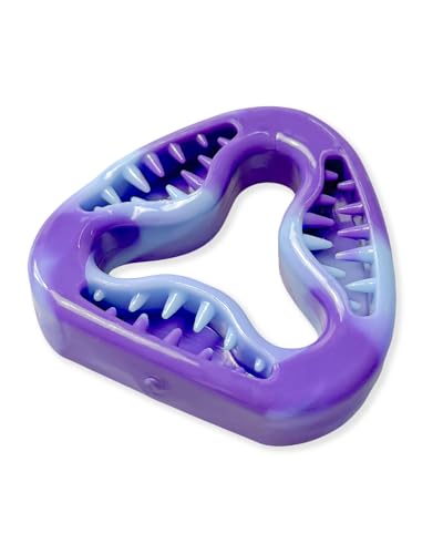 ETIALURE Juguetes Masticables Morados para Cachorros, Juguetes Interactivos de Goma para Limpiar los Dientes de los Perros, Comedero Lento para Mascotas para Reducir el Aburrimiento (Triangular)
