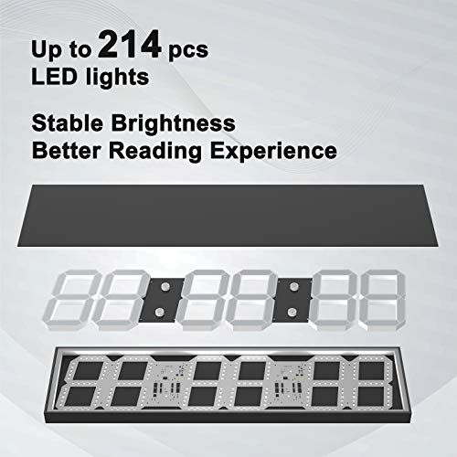 Chkosda Digital Wall Clock, Oversize Led Digital Clock With Auto Dimmer, Huge Countdown Timer With Remote Control, 29" Wide Led Display, 6 Digits, Wall Mount, Date And Temperature (Red) #TOP4