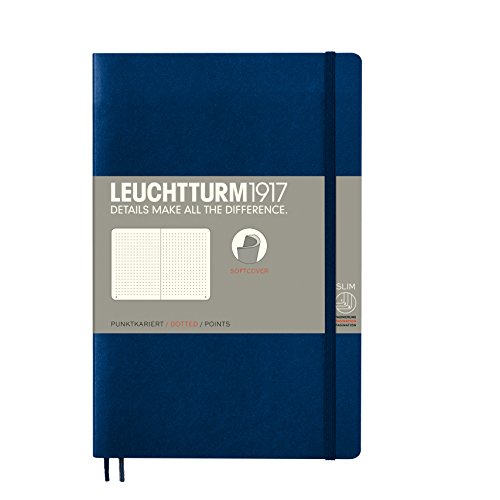 LEUCHTTURM1917 358318 Carnet Paperback (B6+), couverture souple, 123 pages numérotées, pointillé, bleu marine Cover