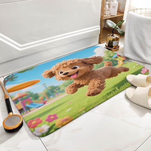 Alfombra de baño absorbente y esponjosa de cachorro jugando 6