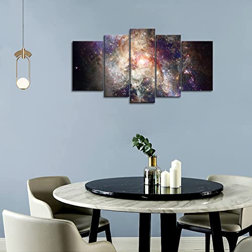5 Panel Wall Art Star Field In Space And A Nebulae Painting The Picture Print On Canvas Abstract Pictures For Home Decor Decoration Gift Piece (Stretched By Wooden Frame,Ready To Hang) #TOP5