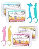 160 palitos de hilo dental para niños, hilo dental para niños, hilo dental para niños, hilo dental con mango adecuado para niños, 4 formas de animales, colores coloridos