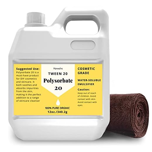 12 oz Polysorbate 20 Emulsifier, Premium Polysorbate 20 (TWEEN 20) Liquid, 100% Pure, Cosmetics Grade, Gentle on Skin, Suitable for Making Lotions, Shampoos, Body Washes, Makeup Removers and More
