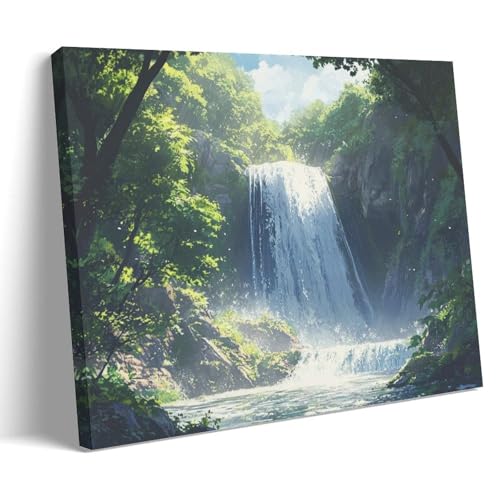 Toile murale abstraite forêt cascade DEBAOKA 60x90cm pour salon
