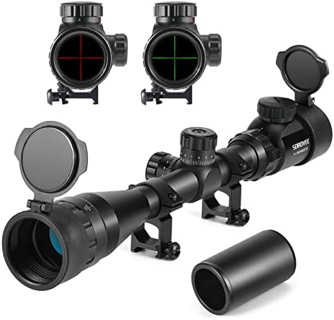 SOROVEE 4-16x44 AO Rifle Scope with Red/Green Reticle Illuminated,Tactical Airsoft Scope for Hunting W/Locking Turret,Sunshade and 20mm Free Rail Mount