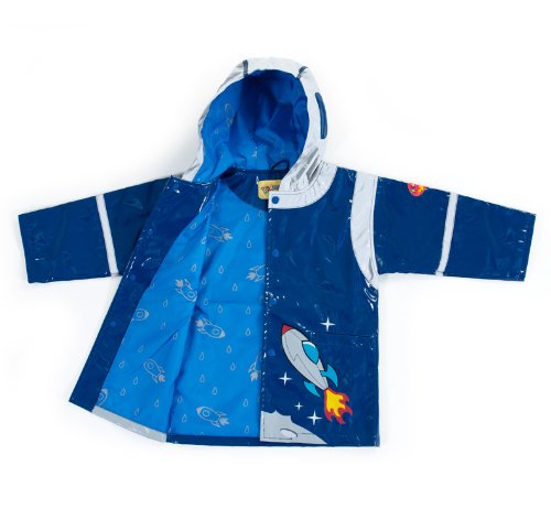 Blue Space Hero All-Weather Raincoat for Boys w/Fun Spaceship Pocket, Astronaut Helmet2