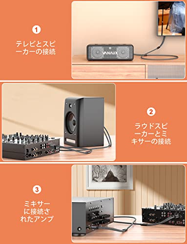 6.35mm rca 変換ケーブル VANAUX rca フォン ケーブル 1/4 to Coaxial モノラルフォンプラグ TS 変換ステレオオーディオ分配アダプターオーディオインターフェース ミキサー アンプ スピーカーなど用(1M)