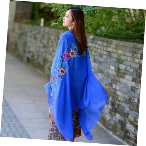 Didiseaon Floral Embroidered Cotton Linen Scarf Women Gauze Headwrap for Dress Embroidery Design4