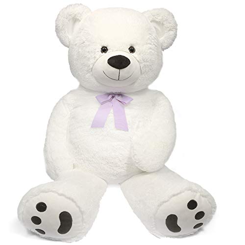 LotFancy 4 FT Giant Teddy Bear Stuffed Animals Plush, Soft Cuddly Stuffed Bear, Large Stuffed Animals Toy with Big Footprint, Gift for Wife, Girlfriend, Kids on Valentines Christmas Day, 48 inch