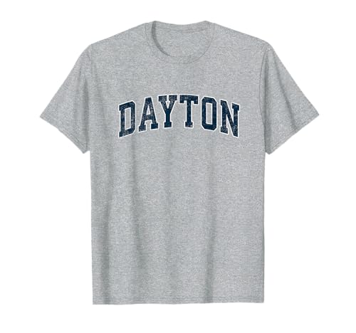 Dayton Ohio OH Vintage Varsity Sports Navy Text T-Shirt